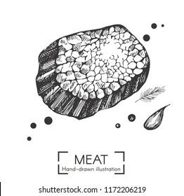 Vector illustration with hand drawn steak
