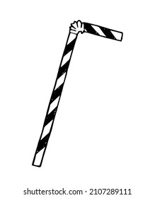 Vector illustration of a hand drawn striped doodle style cocktail tube on a white background.