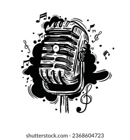 vector illustration of a hand drawn style microphone