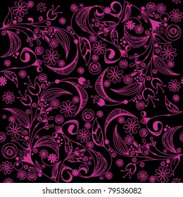 Vector illustration of hand drawn style beautiful seamless floral background pattern