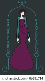 Vector illustration of hand drawn style elegant fashion girl
