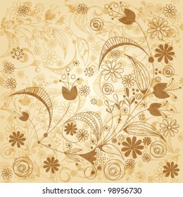 Vector illustration of hand drawn style beautiful vintage floral retro grunge background