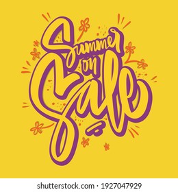 Vector Illustration of Hand Drawn Summer on Sale Lettering. Good for Greeting Card, Cover, Poster, T Shirt, Sticker, and others.