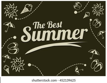 Vector illustration with hand drawn summer elements, symbol and object background