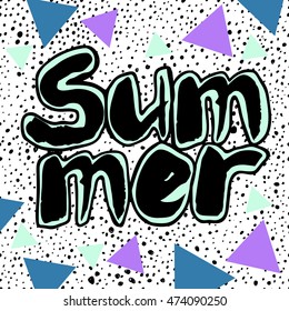 Vector illustration with hand drawn SUMMER lettering.