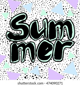 Vector illustration with hand drawn SUMMER lettering.