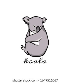Vector illustration of hand drawn sweet koala made with ink. Perfect animal design elements.