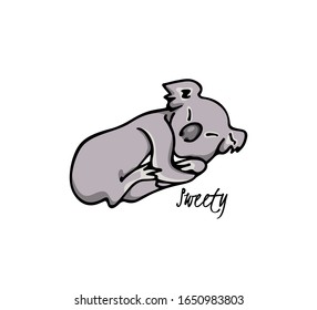 Vector illustration of hand drawn sweet koala made with ink. Perfect animal design elements.