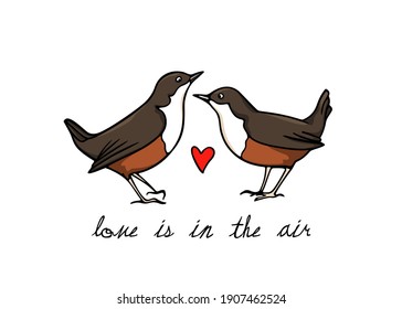 Vector illustration of hand drawn sweet dippers couple in love. Beautiful design elements, ink drawing, funny romantic illustration. Perfect for Valentine's day celebration.