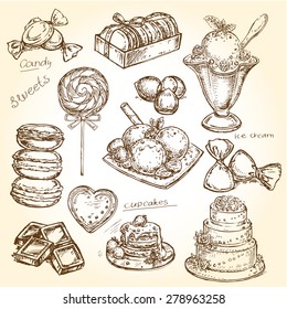 The vector illustration "hand drawn sweet collection" for design