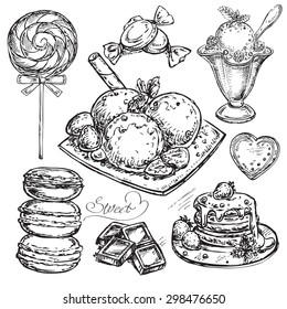 The vector illustration "hand drawn sweet set" for design