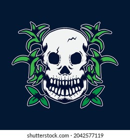 vector illustration hand drawn tattoo skull good for t-shirt