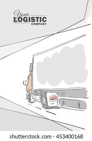 Vector illustration: Hand drawn template layout with delivery truck on the way.