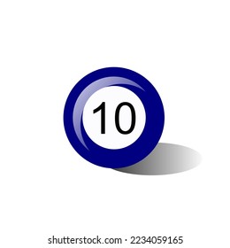 Vector illustration of a hand drawn ten ball, icon on a transparent background.
Billiards ball, vector illustration of a blue ten ball icon. Billiards, Snooker, Indoor Club Games , Recreational Activi