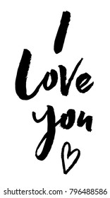 Vector illustration of hand drawn textured lettering quote Love You for card, poster or congratularion