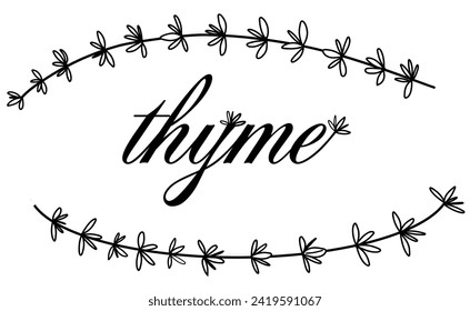 Vector illustration of hand drawn thyme wrath isolated on white background