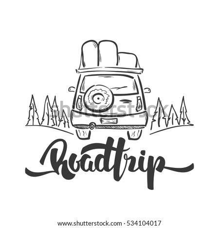 vector illustration hand drawn travel car stock