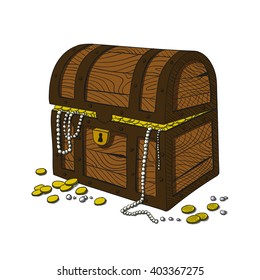 Vector Illustration of a Hand Drawn Treasure Chest
