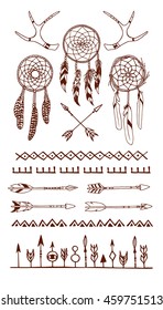 Vector illustration of hand drawn tribal elements. Beautiful ethnic design elements, perfect for prints and patterns
