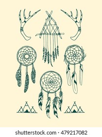Vector illustration of hand drawn tribal elements. Beautiful ethnic design elements, perfect for prints and patterns