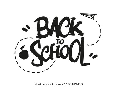 Vector illustration: Hand drawn typographic lettering of Back to School on white background