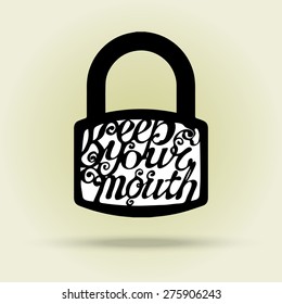 Vector illustration. Hand drawn vintage padlock with the inscription.