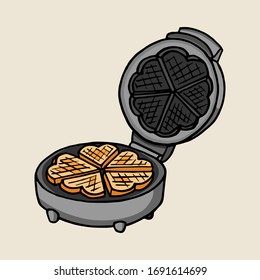 Vector illustration of a hand drawn waffle iron
