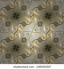Vector illustration. Hand drawn wallpaper seamless pattern. In simple style. Scribble, sketch, doodle on beige, gray and neutral colors. Vintage background.