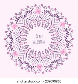 Vector illustration  with hand drawn watercolor elements and flowers, pattern can be used for wallpaper,  stylish love card for Valentines day