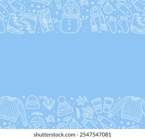 Ilustración vectorial dibujado a mano fondo azul de invierno para Navidades, tarjetas, Anuncio, cartel, impresiones, tarjeta de felicitación
