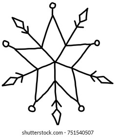 Vector illustration of a hand drawn winter snowflake.