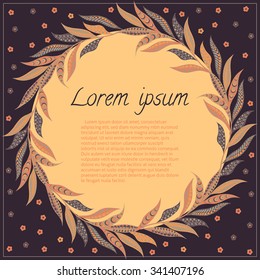 Vector illustration of hand drawn wreath for invitation cards, save the date, wedding card design.