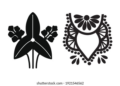 Vector illustration of hand drawn wreaths. Cute doodle floral wreath frame set