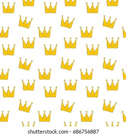 Vector illustration. Hand drawning. Seamless pattern with golden crowns