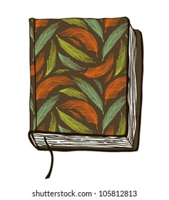Vector illustration with hand drown brown cover. Can use for passport cover, notebook cover, diary cover, phone cover. Sketch of book.