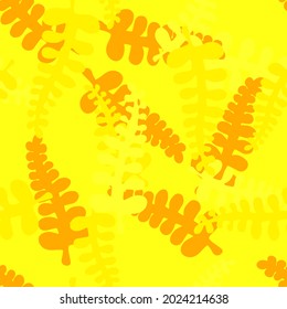 Vector Illustration Hand drown of orange and yellow fern leaves. Seamless pattern