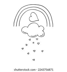 vector illustration of hand drown rainbow and heart