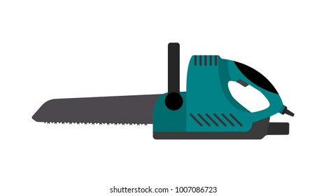 Vector illustration. Hand electric saw on a white background.