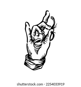 vector illustration of a hand with an eye