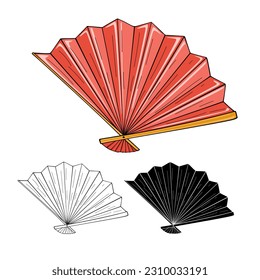 Vector illustration of a hand fan