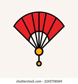 Vector illustration of a hand fan. Icon of fan for web design, printing and other