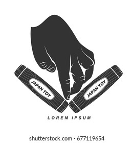 Vector illustration hand fidget jammer. A traditional Japanese toy kururin. Hand tricks. Icons, shortcuts, banners, brochures, business templates. Vector illustration isolated on white background.