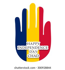 Vector illustration of a Hand fill with flag color for Chad Independence Day.