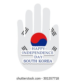 Vector illustration of a Hand fill with Flag color for South Korea Independence Day.