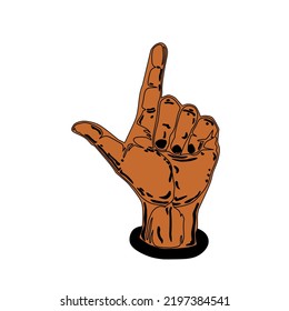 vector illustration of hand finger pointing sketch symbol, icon, abstract