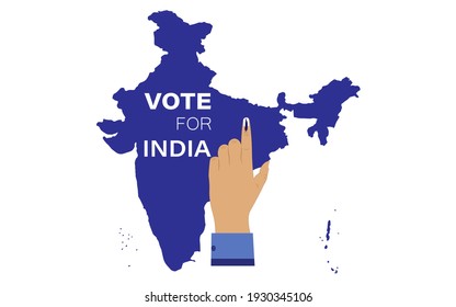 Vector Illustration of hand fingers showing a symbol for Vote done. Vote for India