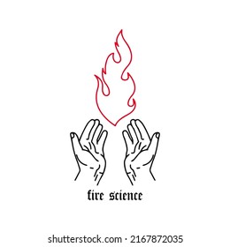 vector illustration of hand with fire