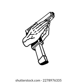 vector illustration of a hand with a firearm