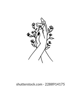 Vektorgrafik von Hand mit Blumenkonzept