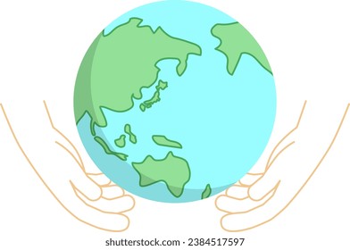 Vector illustration of a hand gently embracing the earth.
